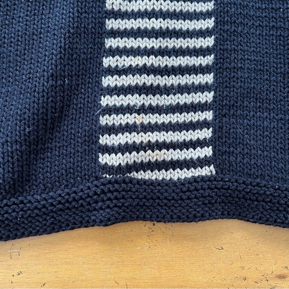 Vintage Sandra Miller Hand Loomed Striped Sweater Neutral Asymmetrical Abstract - Picture 11 of 11